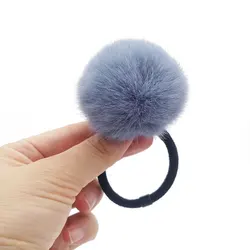 Candy Color Pompom Rubber Band Girls Ponytail Holder Lovely Imitation Rabbit Fur Plush Elastic Hair Rope Hair Ties Accessories