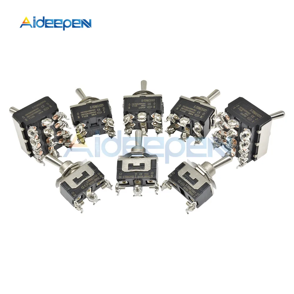 Mini Auto Toggle Switch AC 250V 16A 2/3/4/6/12 Pin ON-OFF ON-ON ON-OFF-ON 2/3 Position Copper/Silver Contact