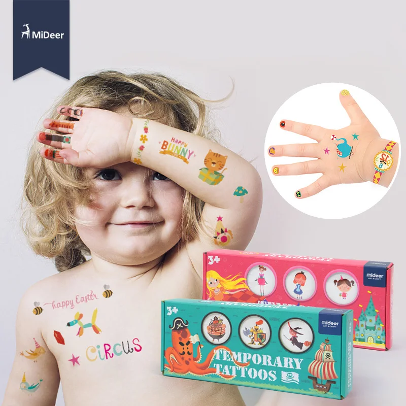 MiDeer 253Pcs Kids Cartoon Temporary Tattoo Nail Sticker Kit Set Waterproof Toys For Children Boy Girls Party Game Birthday Gift