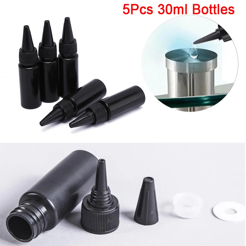 5pcs/set 30ml Empty Resin Glue Dropper Bottles Liquid Refillable Storage Containers