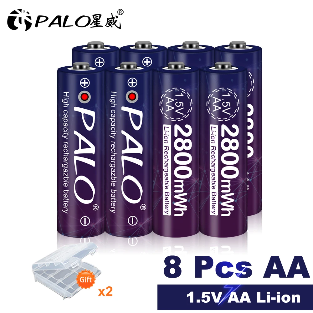 2-16pcs Li-ion 1.5V AA Battery 2800mWh Rechargeable Battery 1.5 V Li ion Lithium AA 2A Battery for Clocks, Mice, Computers, Toys