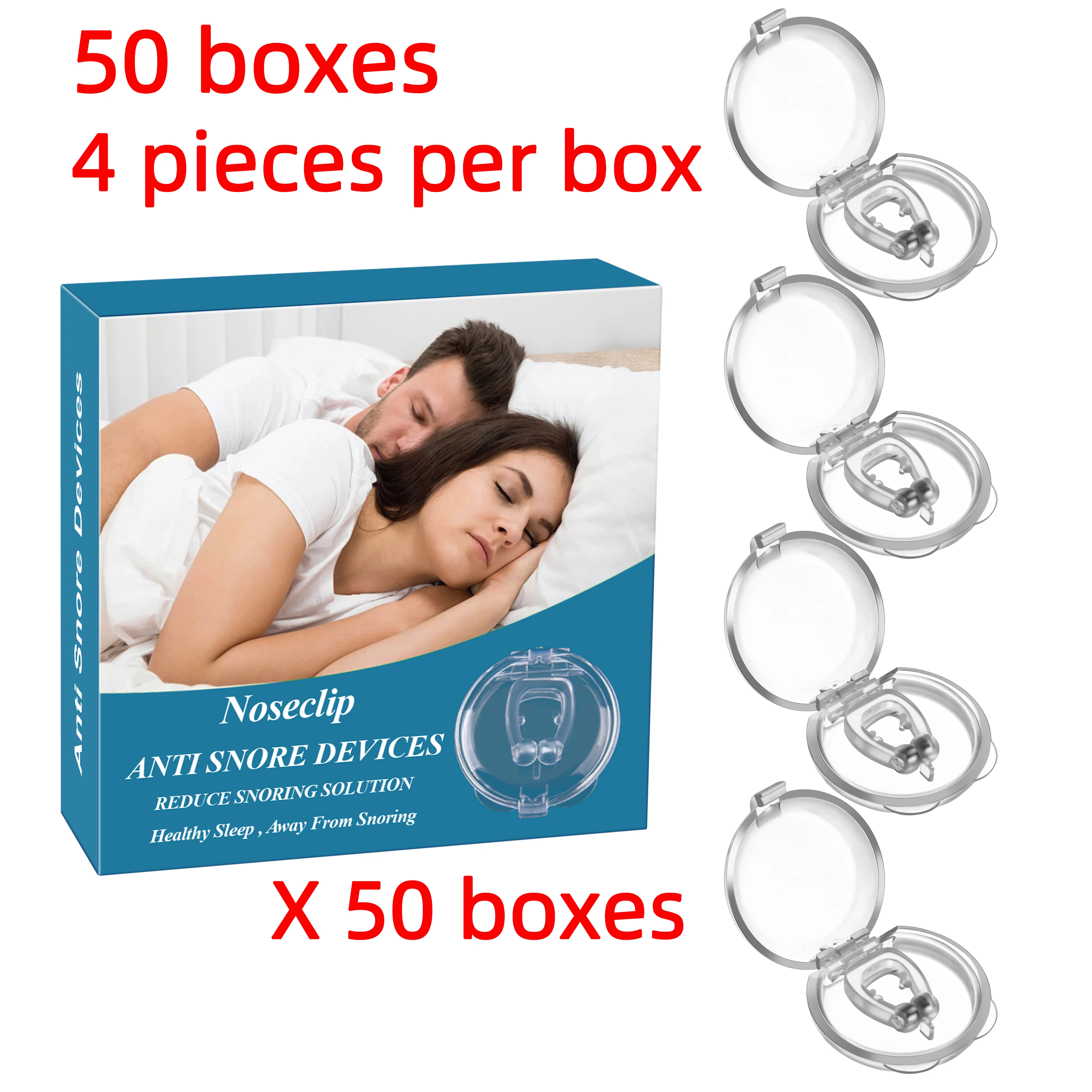 50 Boxes Total 200 Pcs Silicone Magnetic Anti Snore Nose Clip Stop Snoring Solution Sleeping Aid Tool  Drop ship Dedicated Link