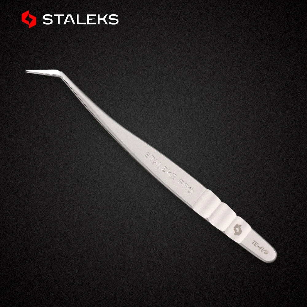 

STALEKS PRO TE-41-9 Wave Pattern Embossing Tweezers Grafting Eyelashes Blooming ESD High Precise Hyper Fine Medical Grade AISI