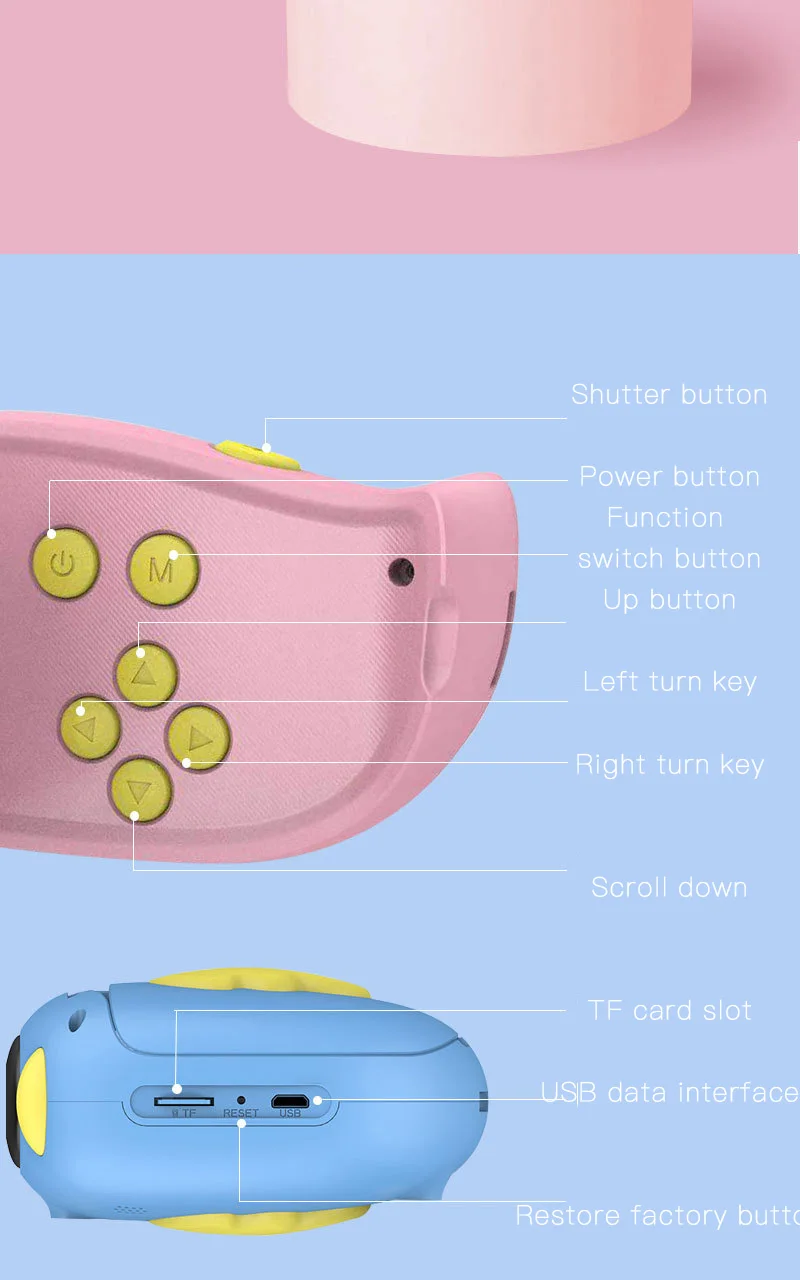 Детская цифровая камера, видеорегистратор 12 МП, экран 2 дюйма, 720P HD, детская портативная камера, обучающие игрушки
