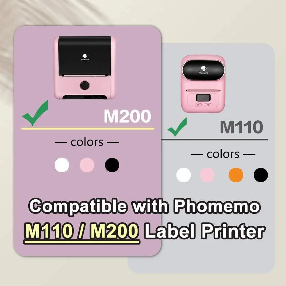 Phomemo Papel Autoadhesivo Thermal Labels for M110/M200 Labeler Printer Adhesive Sticker Papier Round Square Color Business Tag