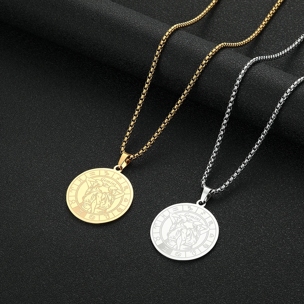 CHENGXU Female Elegant Star Zodiac Sign 12 Constellation Necklaces Gemini Pendant Charm Chain Choker Necklaces for Women Jewelry