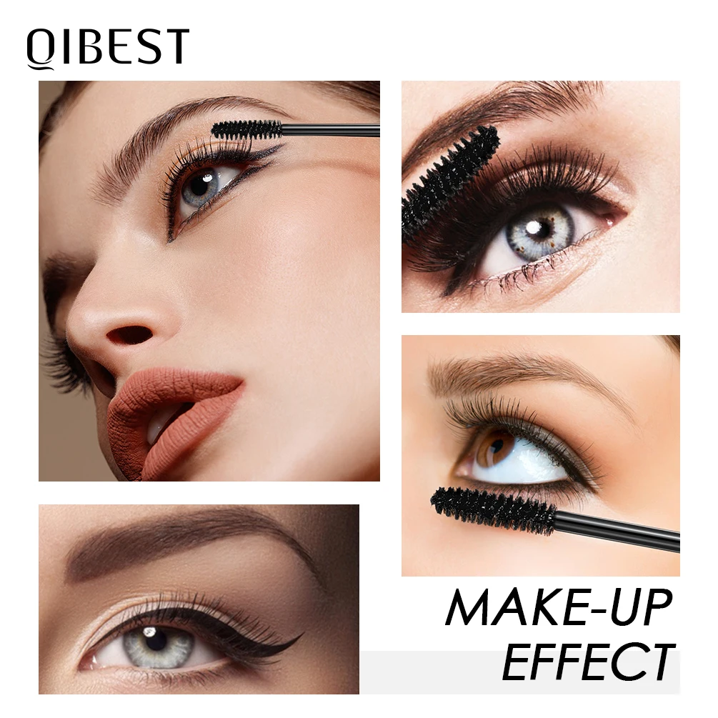 QIBEST Eyelash Makeup Black Mascara 4D Curling Thick Mascara Eye lashes Mascara Waterproof Mascara Lengthening Eyes Cosmetics