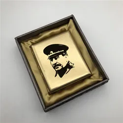 Joseph Stalin Brass Cigarette Case Old Silver Color Vintage Cigarette Boxes Smoking Holders Mens Gift With Gift Boxes Stalin