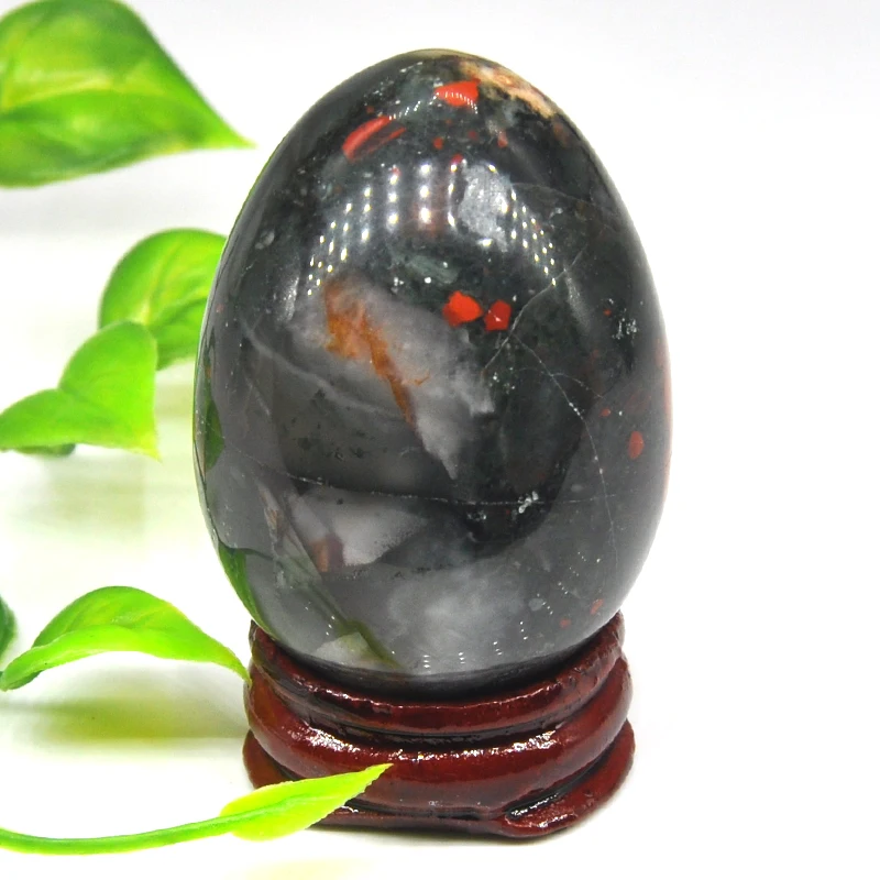 

35x50MM Blood Stone Egg Shaped Gemstone Natural Healing Crystals And Stone Reiki Statue Table Decoration Crafts Home Decoration