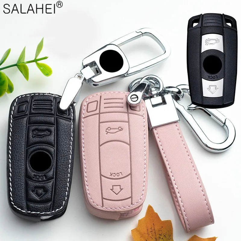 Leather Car Key Case for BMW E90 E60 E70 E87 3 5 6 Series M3 M5 X1 X5 X6 Z4 KeyChain Cover Remote Controller Key Holder