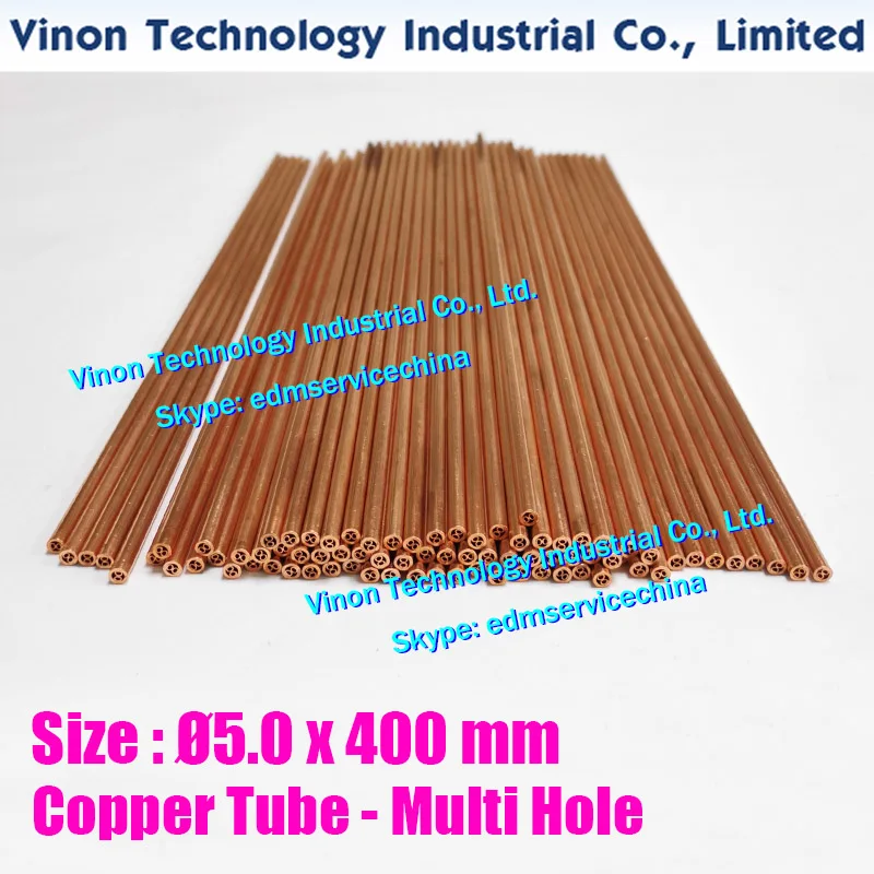 (30PCS/LOT) D5.0x400Lmm Copper Tube Multihole, Copper EDM Tubing Electrode MultiChannel Dia. 5.0mm Length 400mm for Superdrill