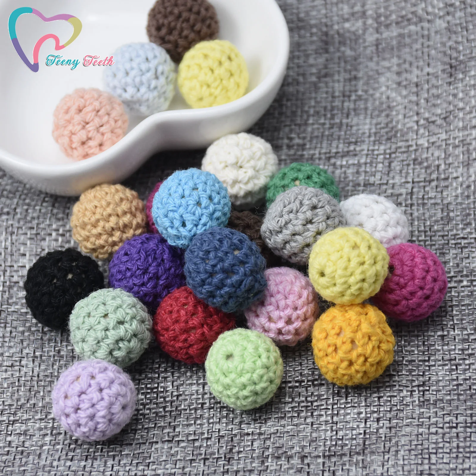 50 PCS 16 MM 20 MM Round Knitting Cotton Crochet Wooden Beads Balls For DIY Decoration Baby Teether Jewelry Necklace Toy