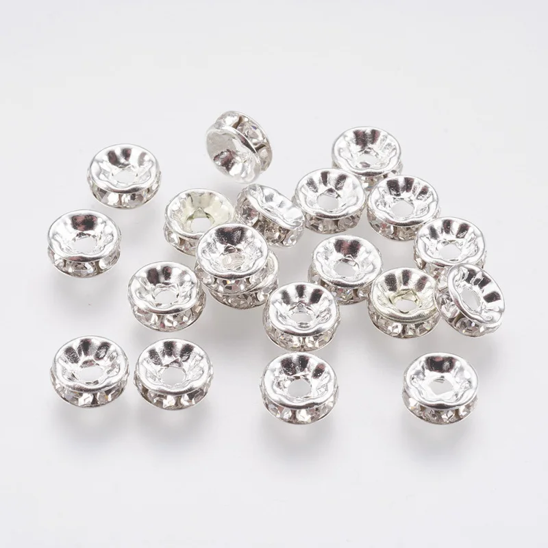 

500pcs 6 8mm Crystal Brass Rhinestone Beads Spacer Beads Rondelle for Jewelry Making DIY Necklace Bracelets Hole: 1.5mm