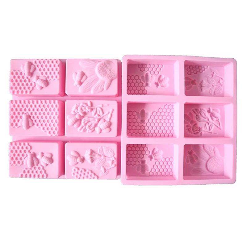 2025 New 3D Bee Silicone Soap Molds, Rectangle Honeycomb Molds Beehive Cake Baking Mold for Homemade Craft