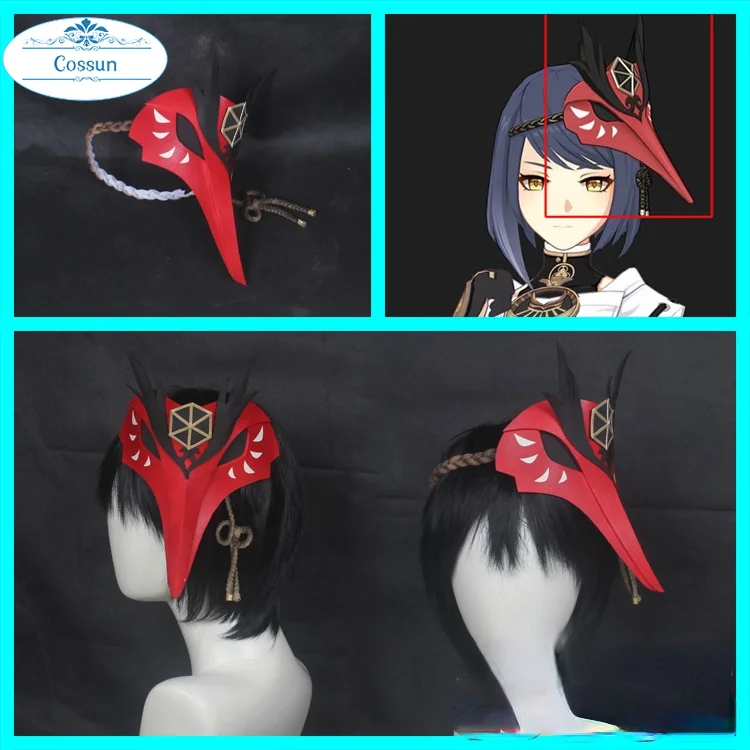 

Game Genshin Impact Kujou Sara Mask Headwear Head accessory Cosplay CostumeHalloween