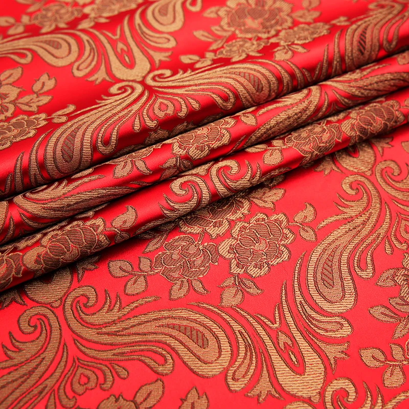 Silk fabric brocade jacquard attire fabric for sewing cheongsam and kimono dress of DIY material