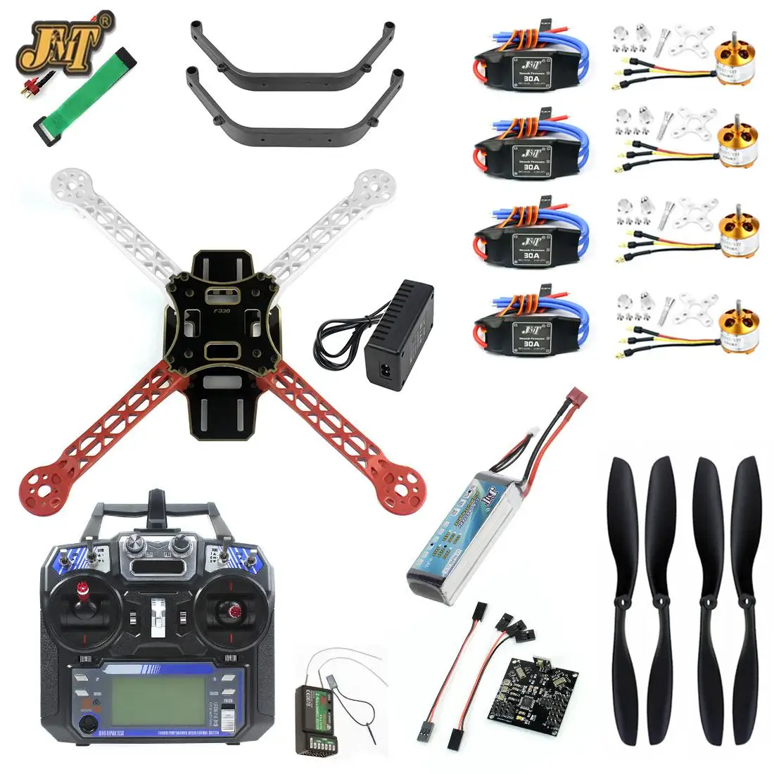 JMT Full Set DIY RC Drone Quadrocopter Kit 4-axle F330 MultiCopter Frame KK XCOPTER V2.9 Flight Control Flysky FS-i6 Transmiter