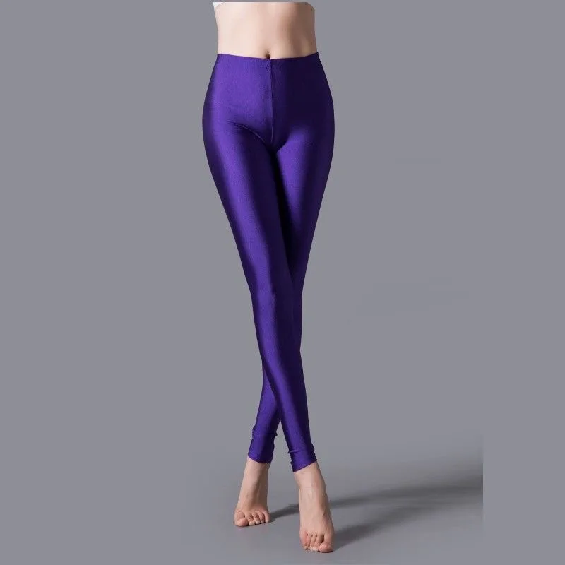 VISNXGI Polyester Casual Leggings Women High Elastic Material Neon Fiteness Pencil Leggins Pants Streetwear Fluorescent Bottom