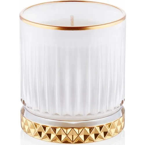 The Mia Glass Solid Candle Holder-White Gold 10x8 cm