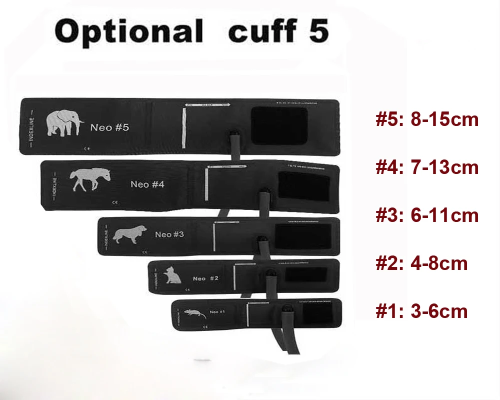 

Vet cuff use for Animal blood pressure Veterinary CONTE08A or Patient Monitor cuff Elephant horse dog cat mouse 5 size