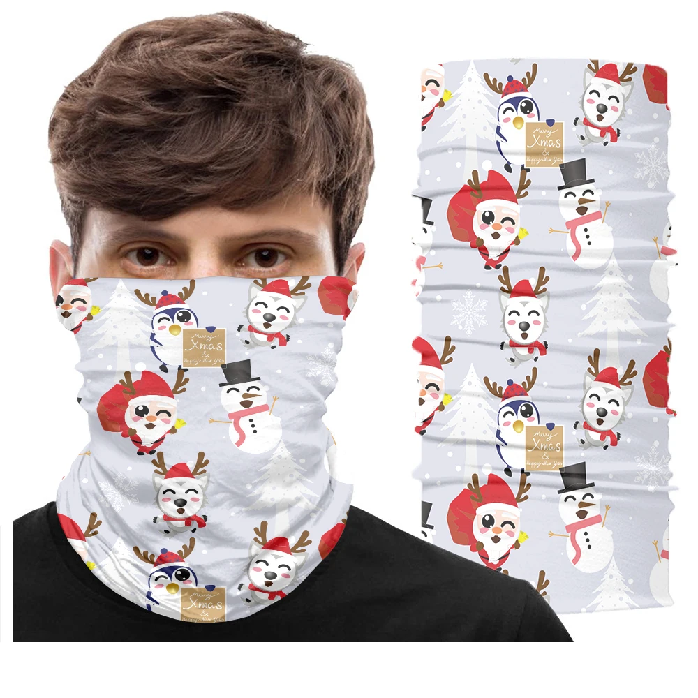 New 3D Printed Christmas Turban Face Neck Warmer Cover Scarf Outdoor Cycling Motorcycle Bandana Santa Claus Christmas Tree Buffe