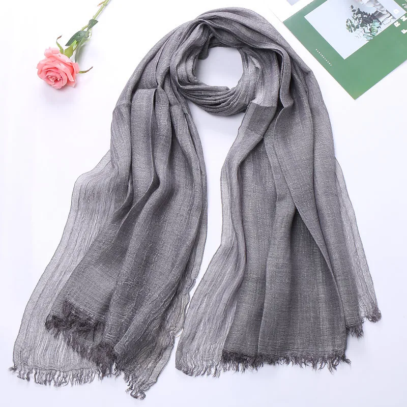 Big Size Black Vintage Cotton Linen Men\'s Scarf Summer Women\'s Poncho Autumn Hijab Female Scarves Shawl Stole Men\'s Bandana