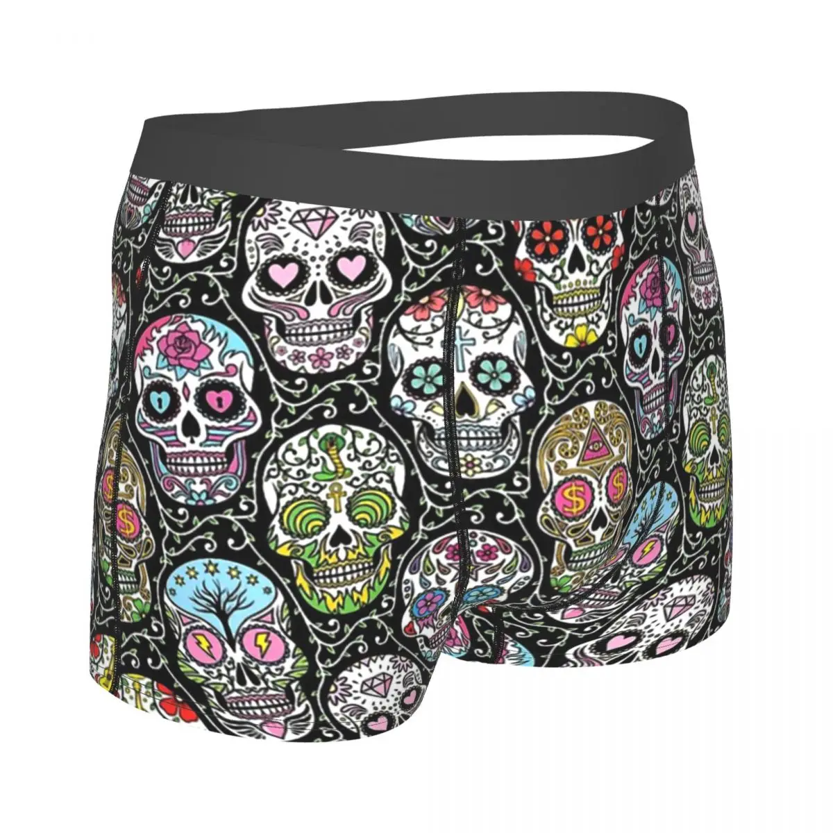 Heavy Metal Underpants Cotton Panties Man Underwear Sexy Mexican Skull Pattern Shorts Briefs