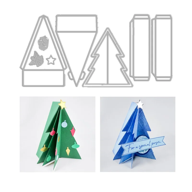 Christmas Tree Triangle Bag Gift Box Pocket Metal Cutting Dies Set Scrapbooking Embossing Frame Card Craft Easter stamp Birthday