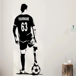 Soccer Wall Art - Custom Name Football Decal - Soccer football player Wall decor - silhouette vinyl sticker - Choose Name Y1-004