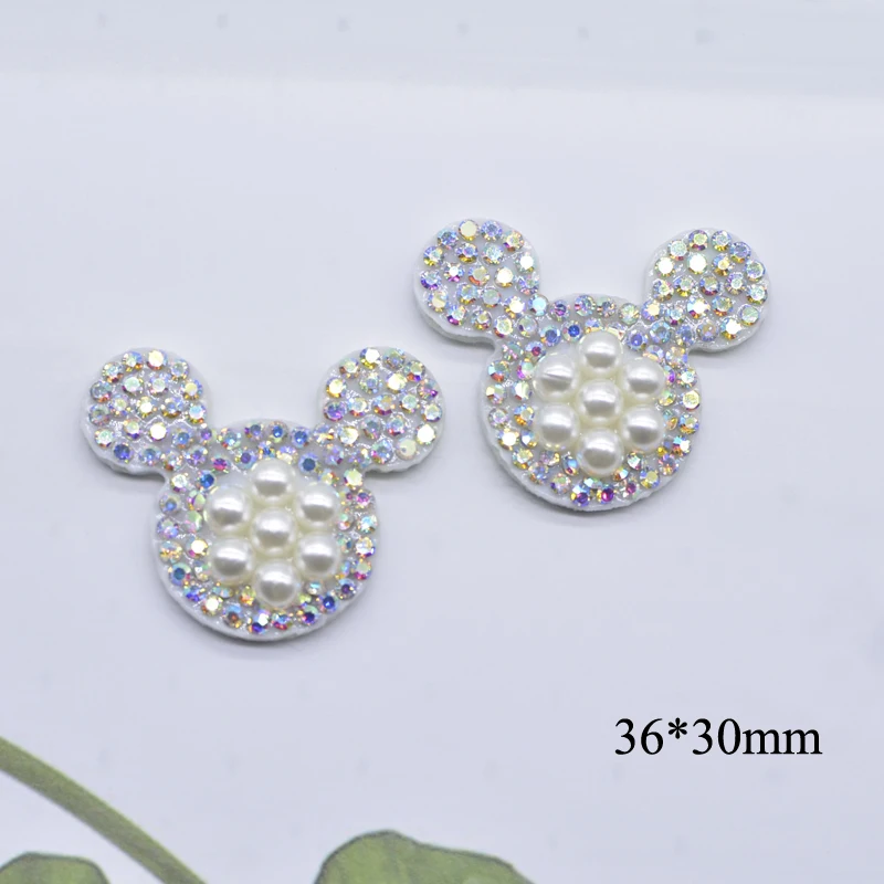 15 Pz/lotto Star Mouse Coniglio Orso Imbottito Strass e Perle Applique per Vestiti FAI DA TE Cappello Scarpe Copricapi Arco Decor Accessori L83