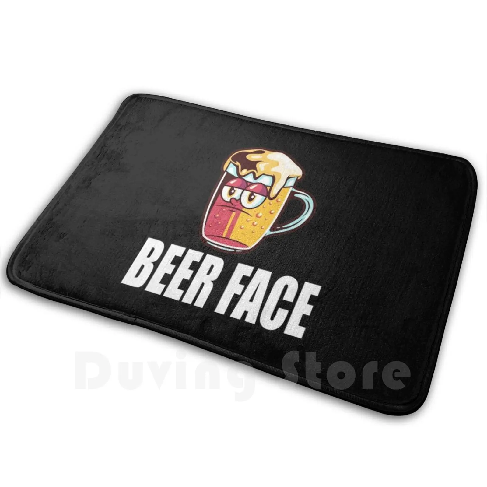 Funny Beer Face Design Mat Rug Carpet Anti-Slip Floor Mats Bedroom Beer Beer Lover Love Beer Beers Lager Pale Ale Ipa Brew Beer