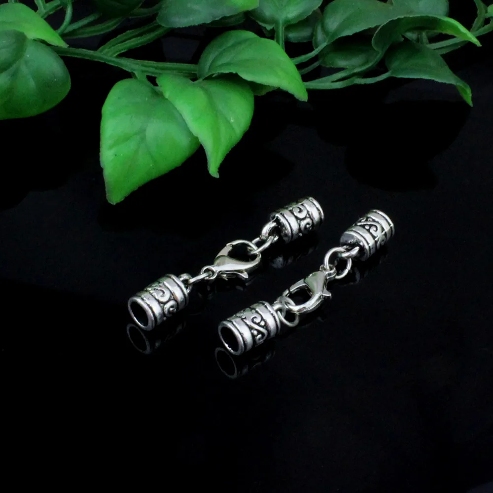 Fit 5mm Hole Fashion Zinc Alloy Cord End Caps For Necklace Bracelet Connectors Clasp DIY Accessories  Length: 44mm+50mm 10sets