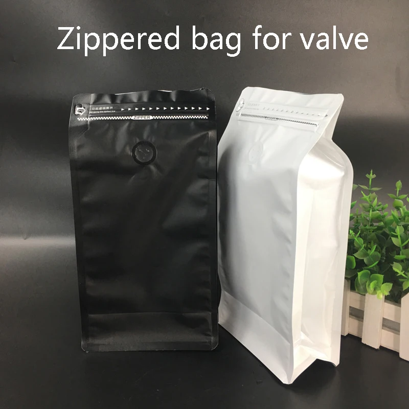 

Black/white silver aluminum foil coffee bag milk tea Ziplock stand up octagonal sealing bag Zippered bag for valve