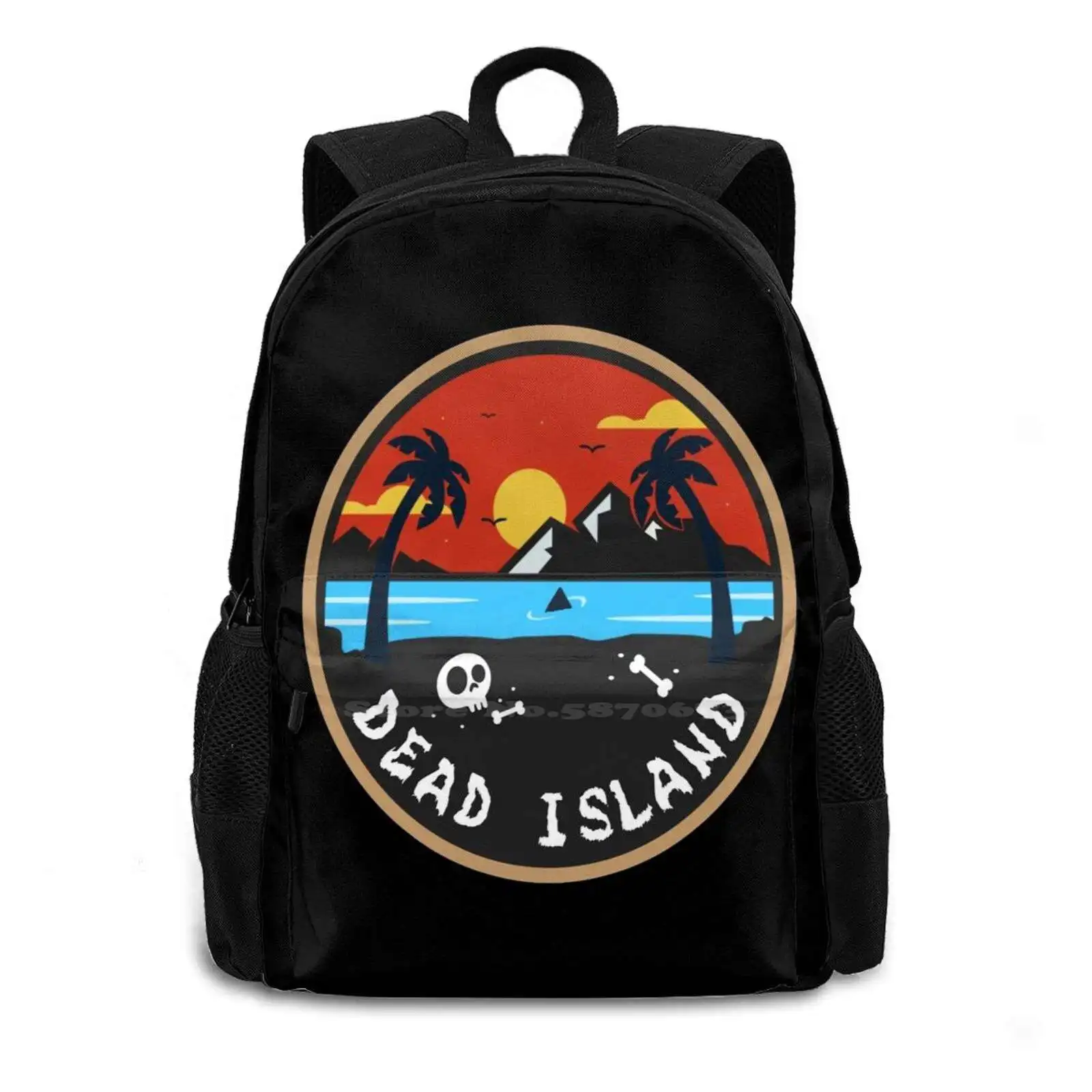 Island Fashion Pattern Design Travel Laptop School Backpack Bag Dead Island Summer Halloween Cool Design Popart Skull Skeleton