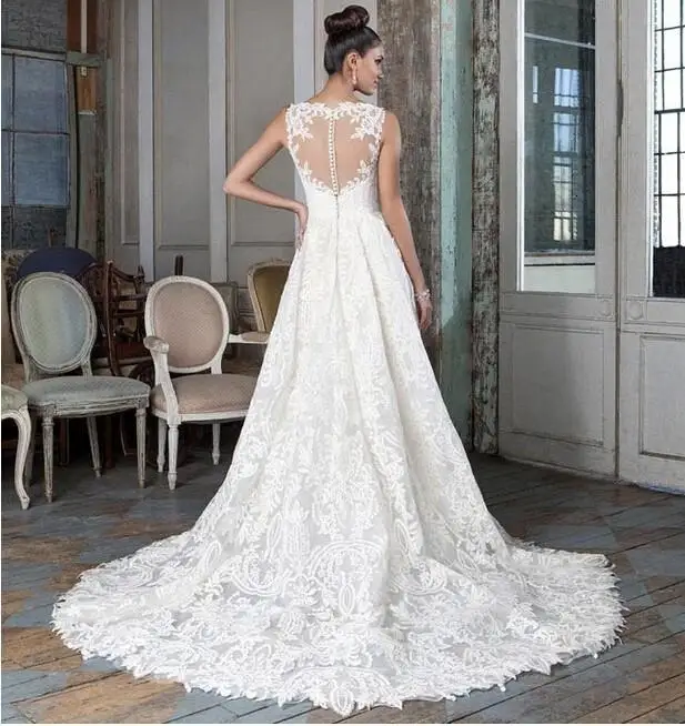 Robe de mariée princesse en dentelle, train chapelle, Hi-Lo, devant court, dos long, ligne A, robe de patients, sur mesure, romantique, haute qualité, nouveau