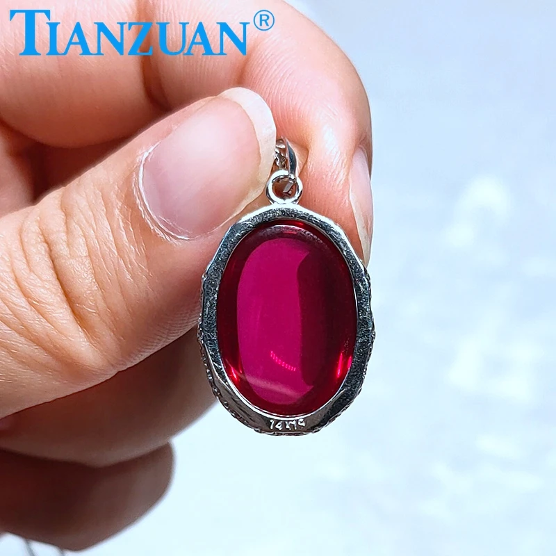 oval shape  cabohon red ruby main stone 925 silver Fashion 23ct 14*19mm oval shape Artificial Jewelry for Pendant Necklace