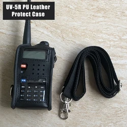 Baofeng UV-5R 시리즈 워키토키 부품용 PU 가죽 보호 커버, 스트랩 포함 보호 케이스, UV5R 양방향 라디오 액세서리