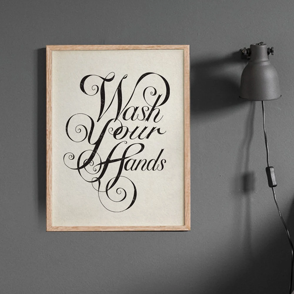 Мойте руки каллиграфия печать картины туалетная бумага рулон бумаги оригами искусство стены холст постер ванная комната винтажная Живопись Домашний Декор