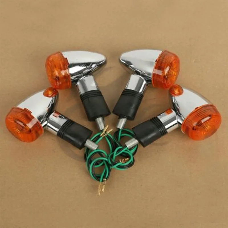 Motorcycle 2 Pair Chrome Amber Bullets Turn Signals Light For Kawasaki VN KZ Vulcan 500 750 10mm view 4