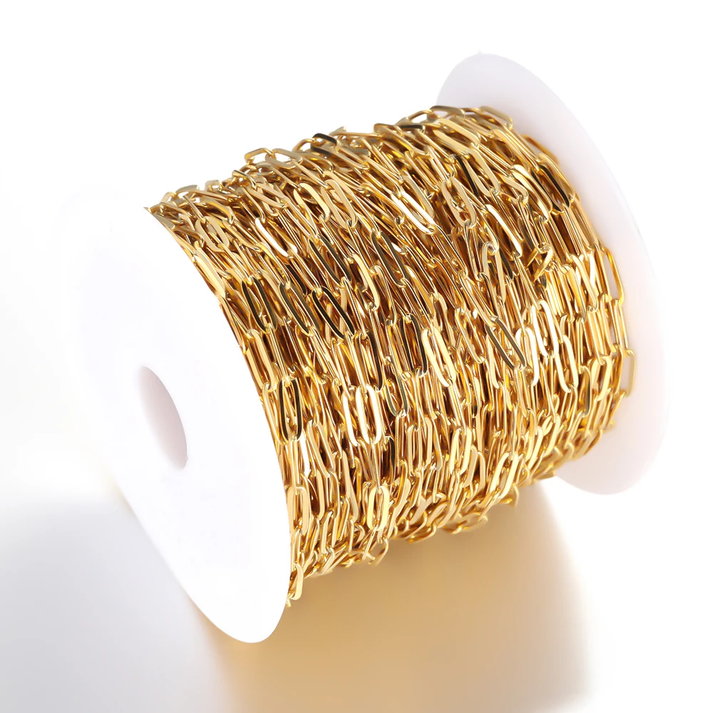 1 Meter Edelstahl-Flachkette, ovale Gliederkette, DIY-Geldbörsenkette, Halskette, Schmuckherstellung, Bastelzubehör – Detail 7