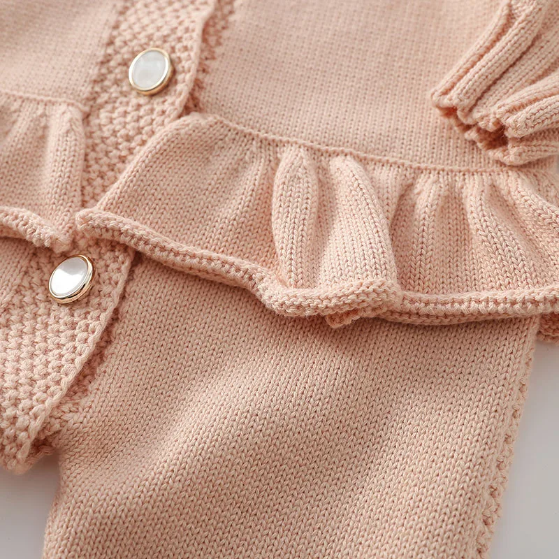 2021 Autumn New Baby Clothes Knitting Romper Lace Jumpsuit Girls Outfits Korean Newborn Overalls Baby Girls Clothes