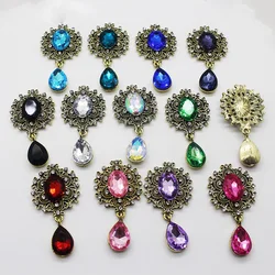 2020 New 10Pcs 25 * 45mm Small Bronze Rhinestone Brooch Crystal Accessories Fashion Gorgeous Wedding Wine glass decoration