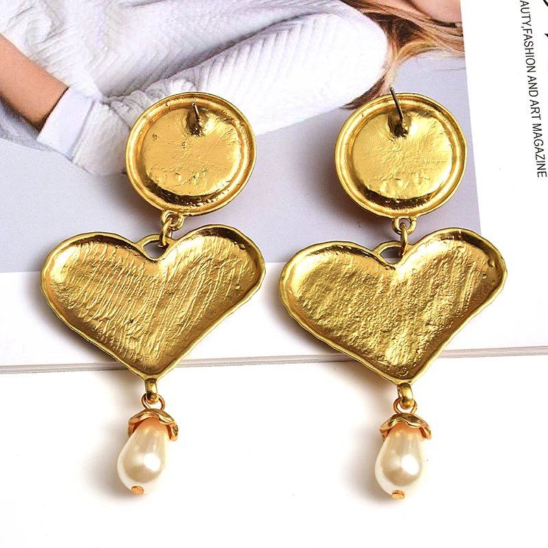 Wholesale Long heart earrings High-quality Metal Oiled Drop Earring Fashion trend jewelry accessories for women