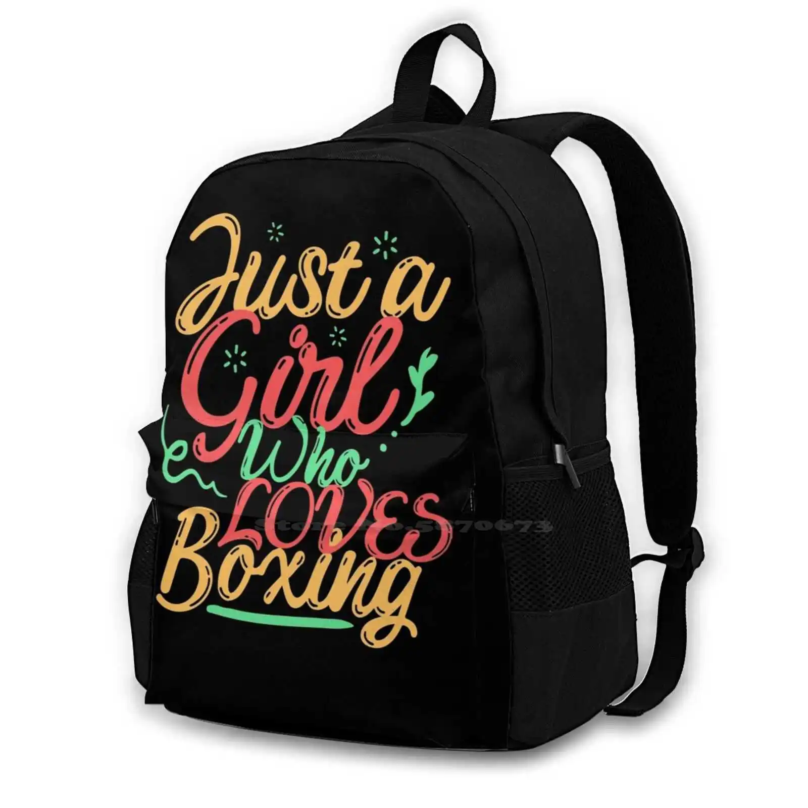 Just A Girl Who Loves Boxing Cute Pattern Design Bagpack School Bags Just A Girl Who Loves Boxing Funny Cute Fight Sport Gym