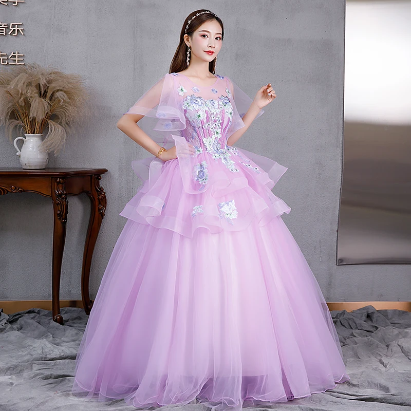 

2022 Luxury New Short Sleeve Tulle Masquerade Dress Vestido Debutante Embroidery Applique Quinceanera Dress Vestidos De 15 Anos