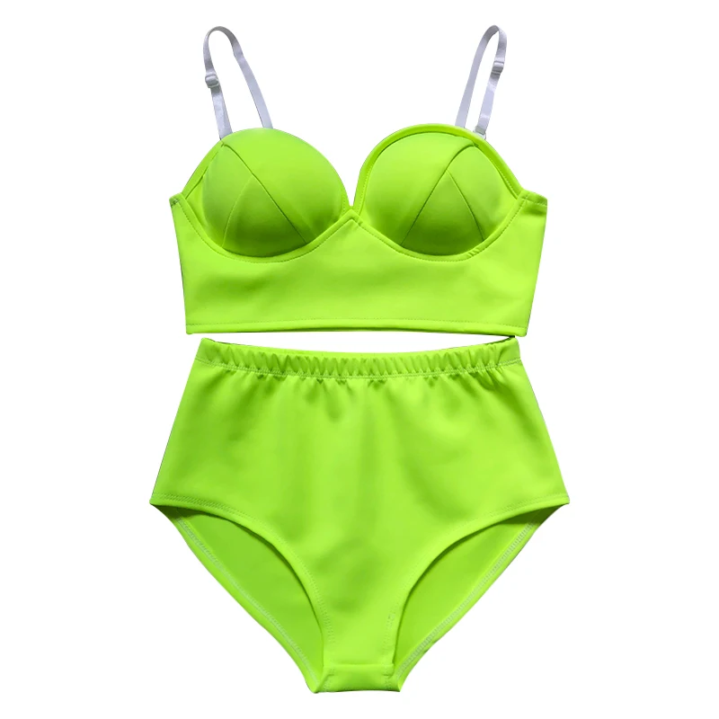 Hip Hop Dance Costumes Lady Fluorescent Green Sexy See-Through Jumpsuit Bikini Modern Jazz Dancer Outfit Street Dancewear DT2967