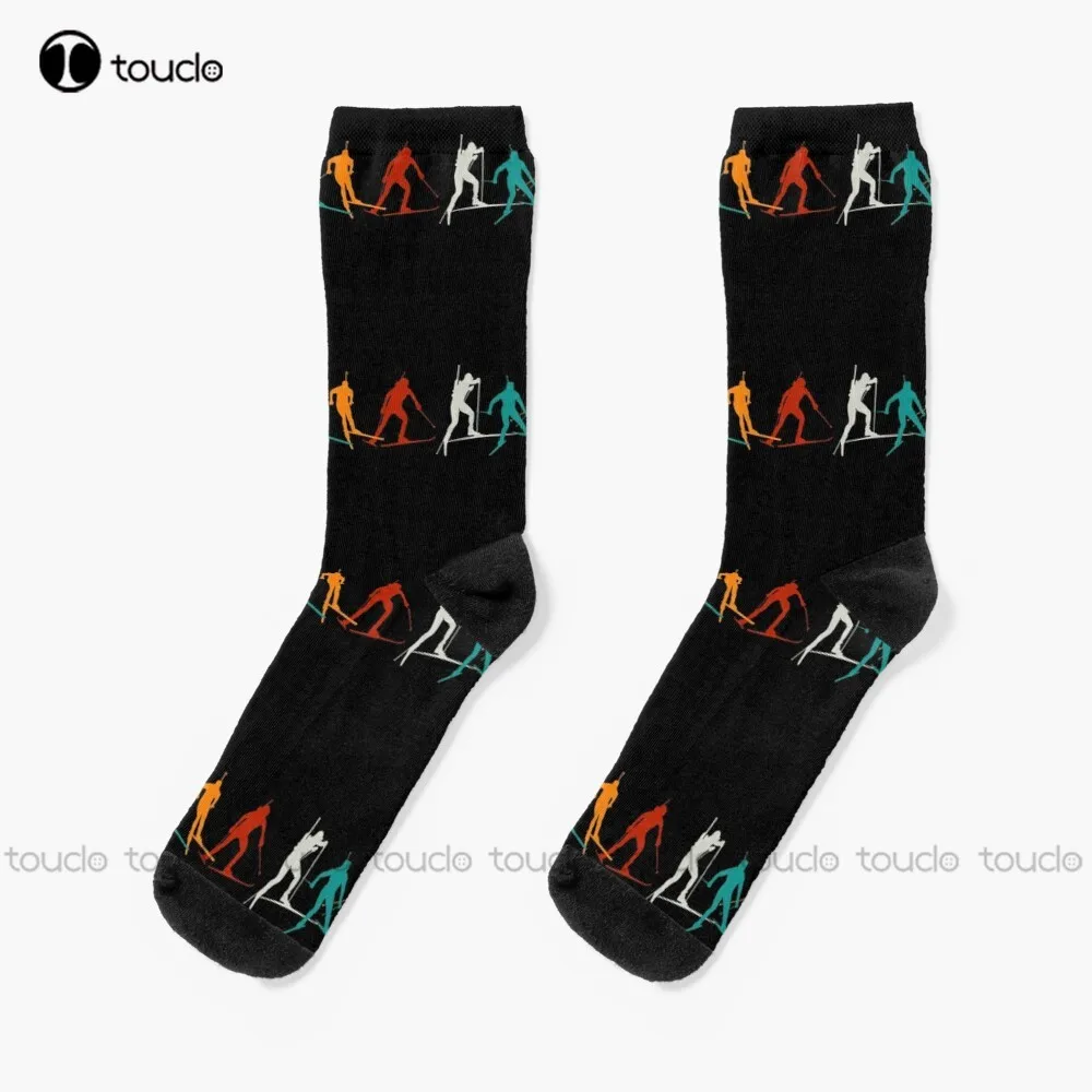 Biathlon Winter Sport Combines Cross-Country Skiing And Rifle Shooting Socks Unisex Adult Teen Youth Socks Personalized Custom