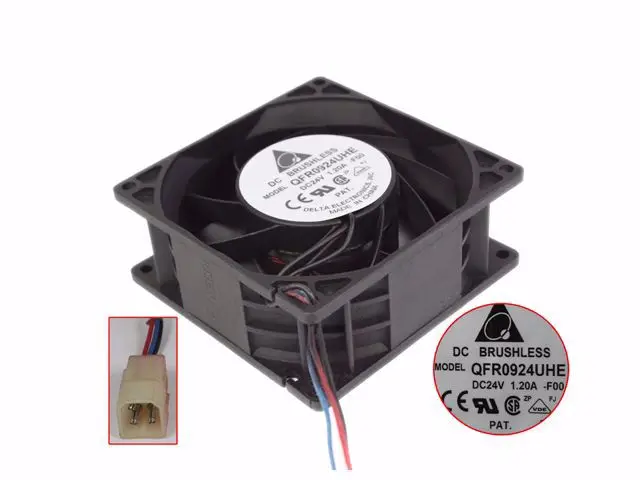 

Delta Electronics QFR0924UHE F00 DC 24V 1.20A 90x90x38mm 3-Wire Server Cooling Fan