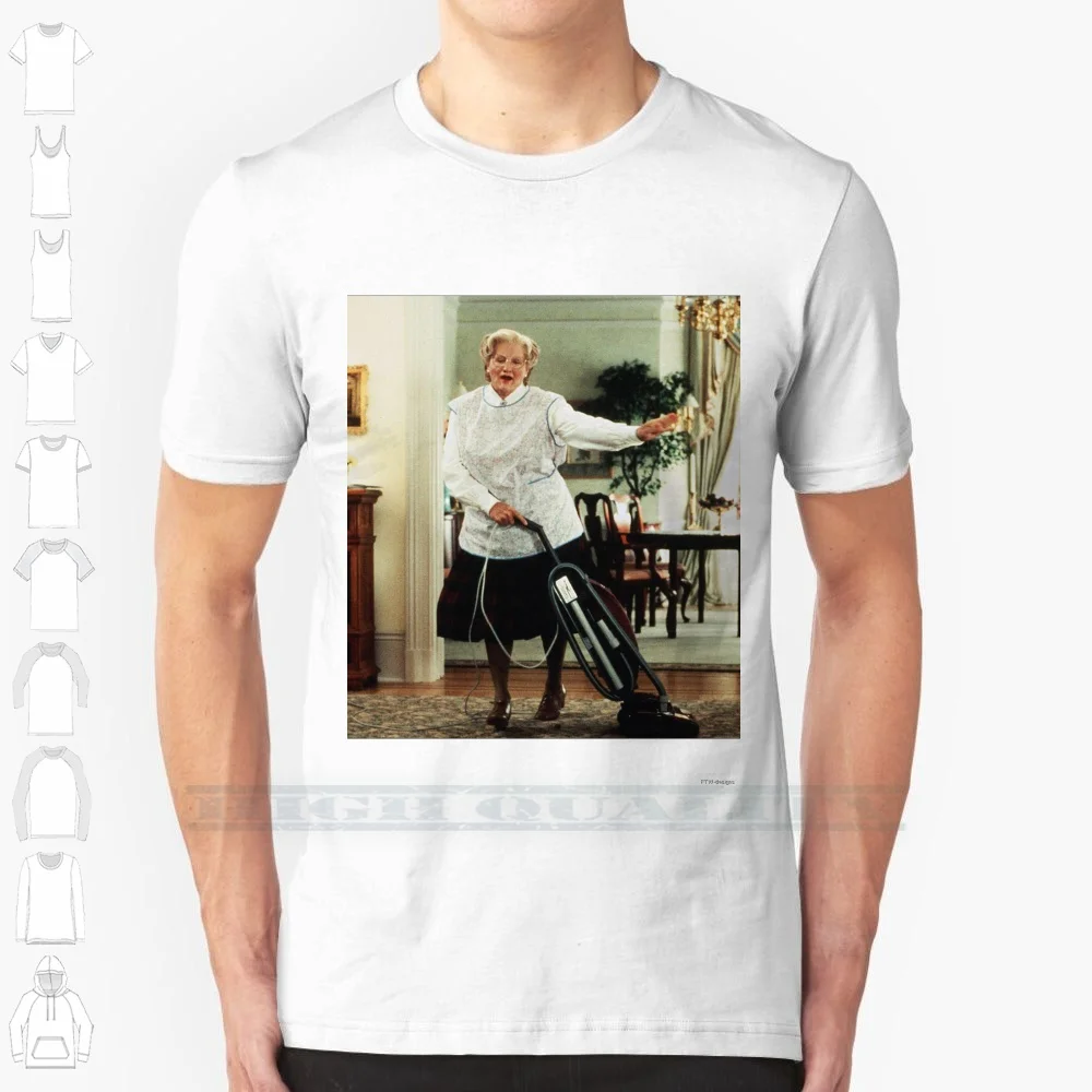 Mrs Doubtfire 100% Cotton T Shirt Robin Williams Babysitter Nanny 90s Fil 90s Movie Childhood Actor Cult Film Cleaning 90s