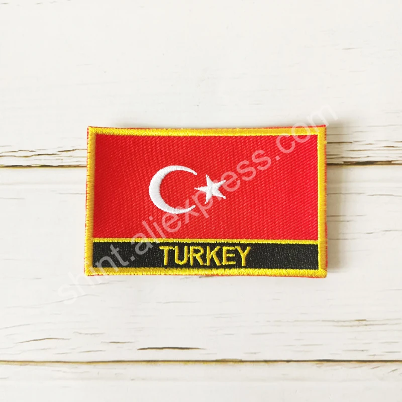 Turkey National Flag Embroidery Patches Badge Shield And Square Shape Pin One Set On The Cloth Armband Backpack Decoration Gifts